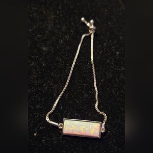 Sterling Silver Rectangular Opal Bolo Bracelet – Adjustable 8” + 1”
